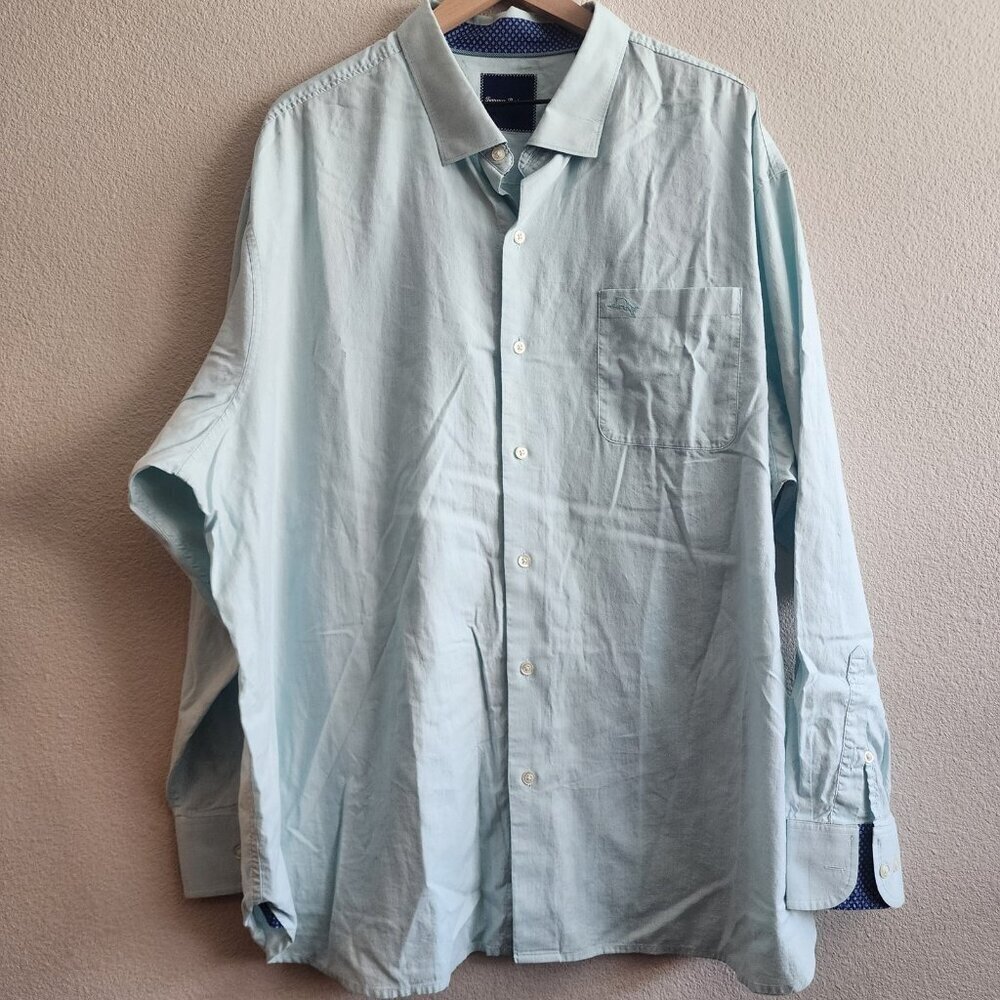 Tommy Bahama Shirt Mens 2XL Blue Long Sleeve Button Up Pima Cotton Casual